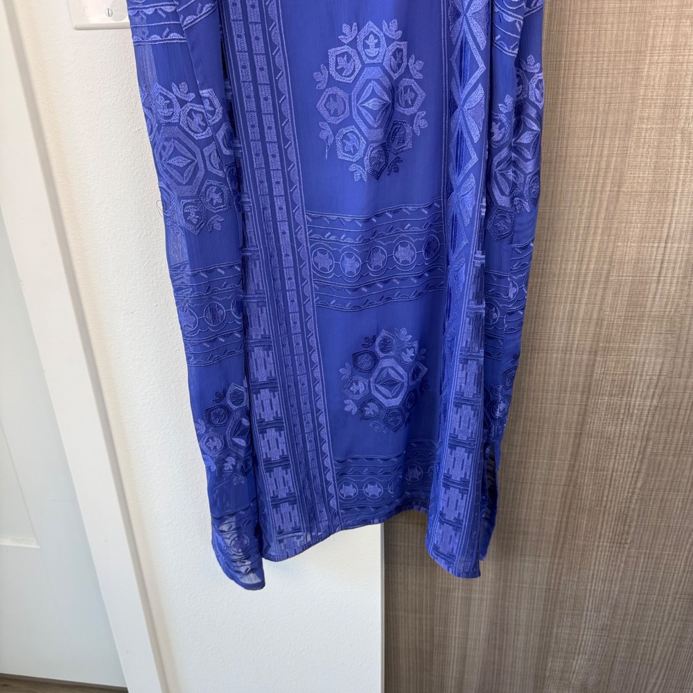 Anthropologie Floreat Embroidered Luna Slip Midi Dress Cornflower Blue Large - Picture 9 of 12
